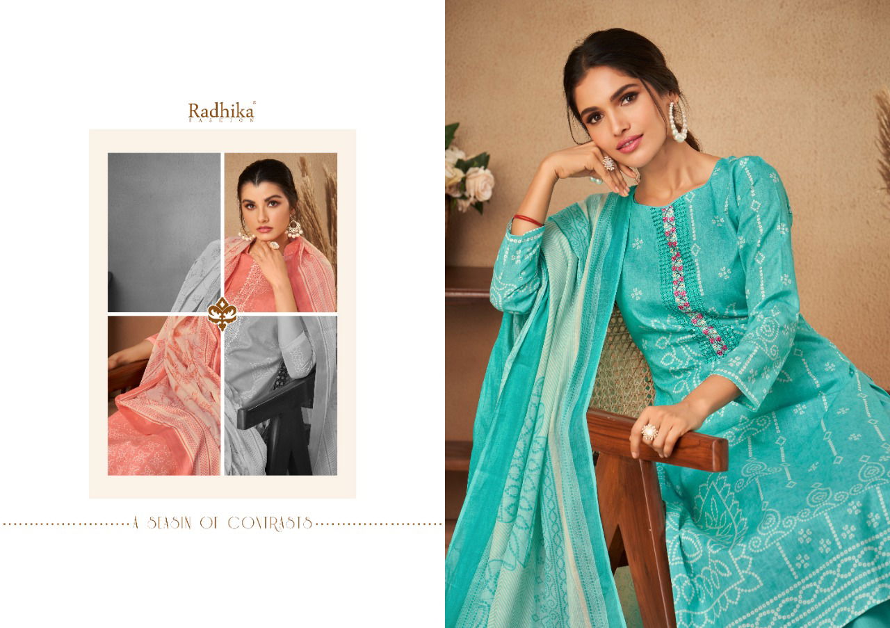 Azara Radhika Bandhani Casual Wear Printed Cambric Cotton Designer Dress Material